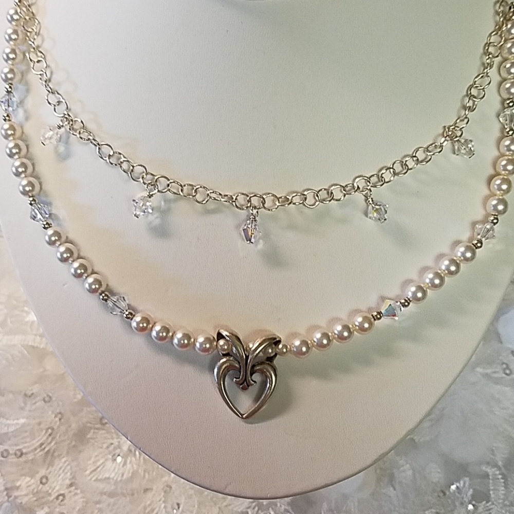 Brand New Double-Strand Necklace Sterling Pearls